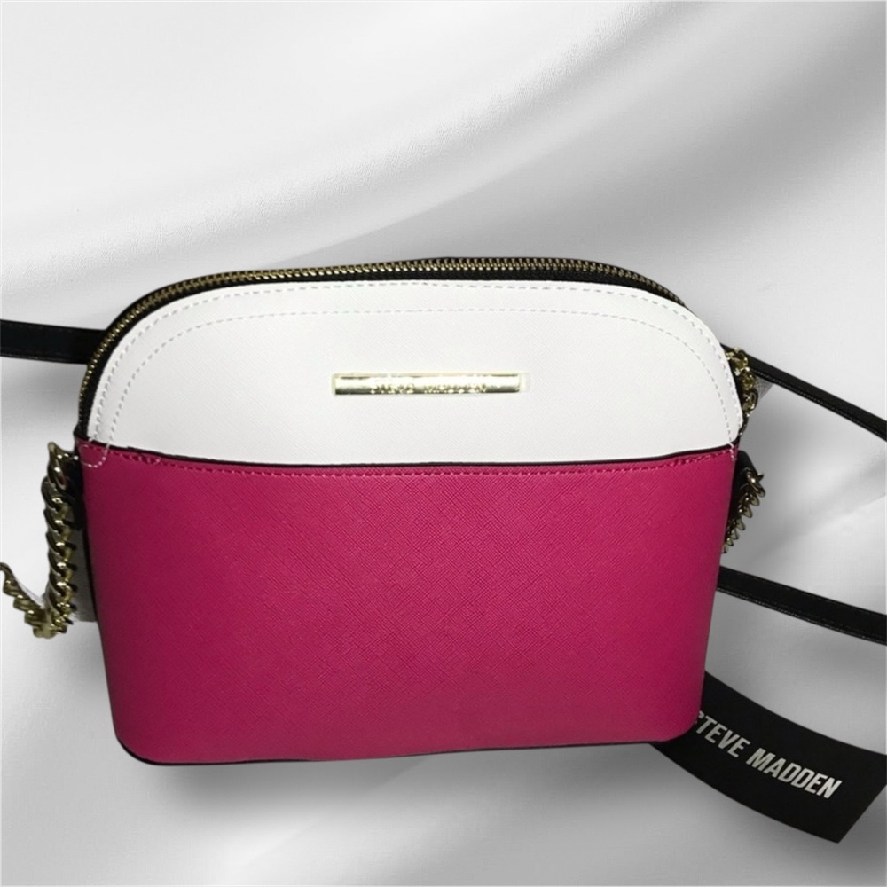 Steve Madden Fuchsia and White Crossbody Bag